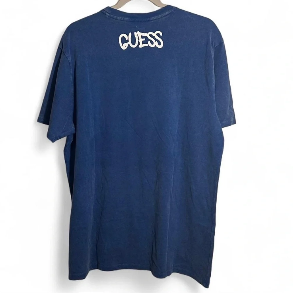 Guess x Brandalised L Blue Tee Banksy Queen Bowie Graffiti Art Streetwear - Picture 2 of 5